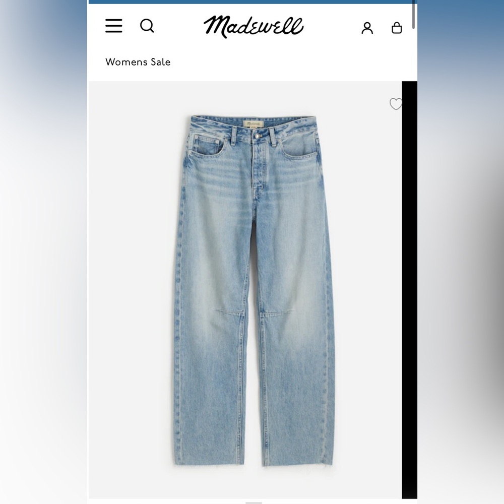 Madewell The Curvy Darted Barrel-leg Jean in size 28